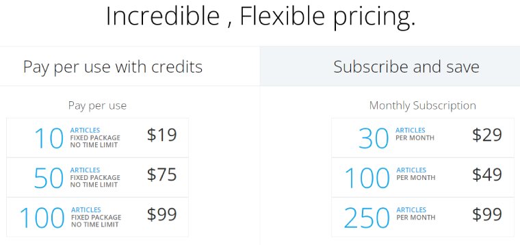 Articoolo pricing